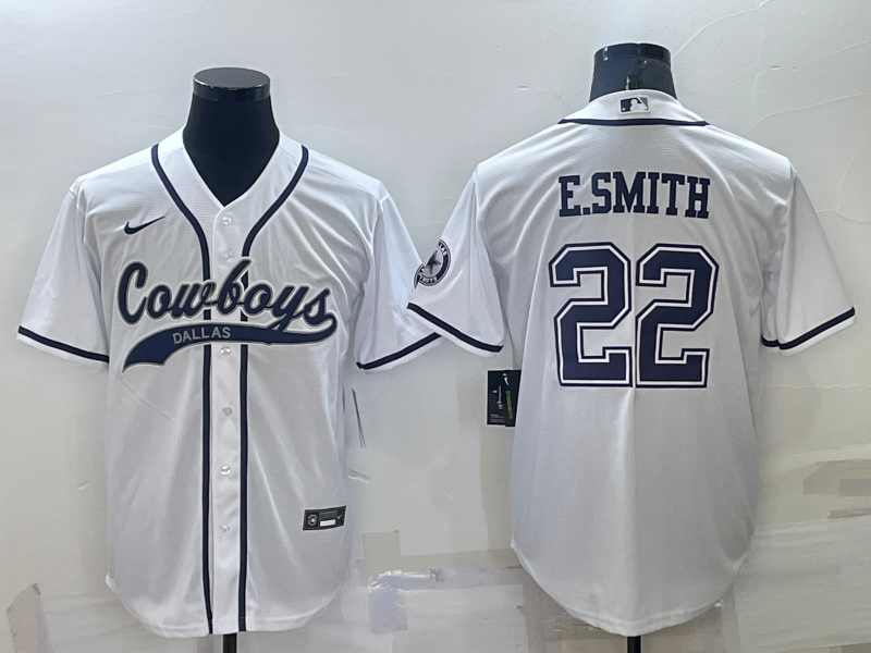 Men's Dallas Cowboys Emmitt Smith #22 White Jersey Joint Edition